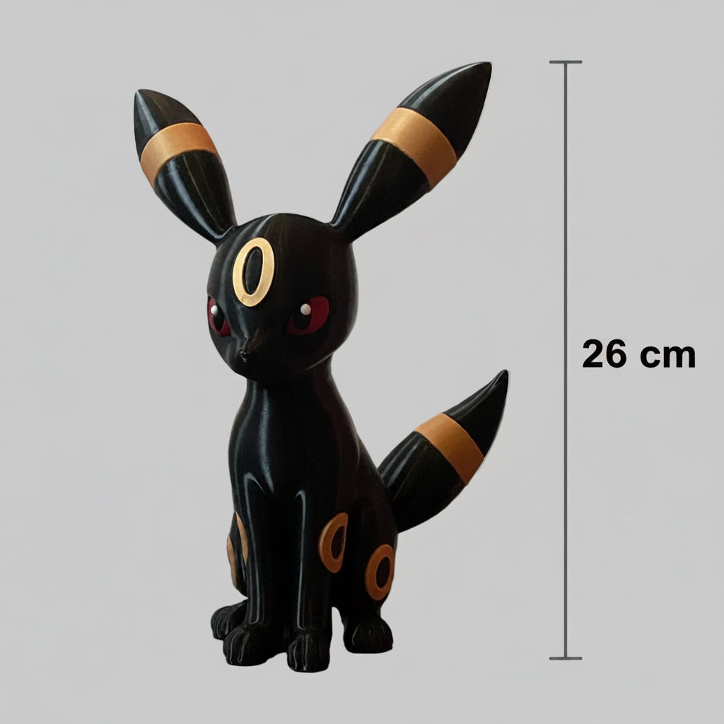 Zwarte Pokémon Umbreon geïnspireerde 3D-print van 26 cm hoog